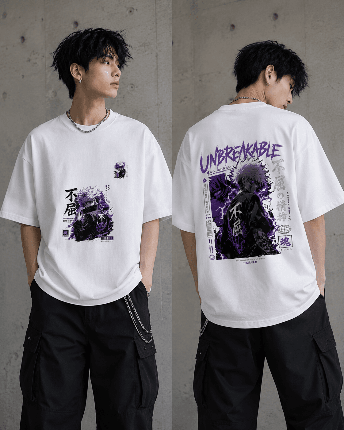 Unbreakable Shadow – Oversized Anime Graphic Tee