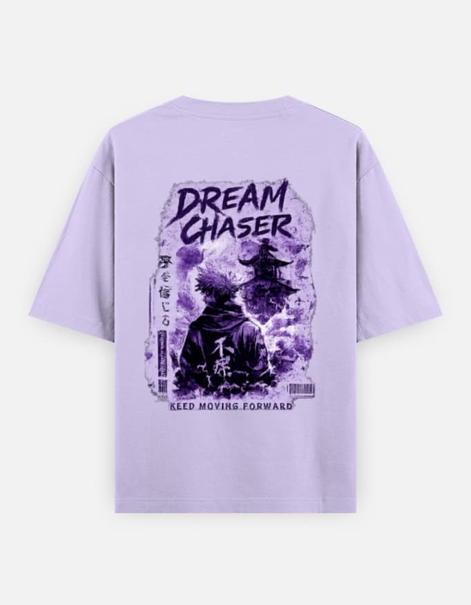 "Shadow & Dream Chaser" Oversized Anime Graphic Tee - Lilac - 2
